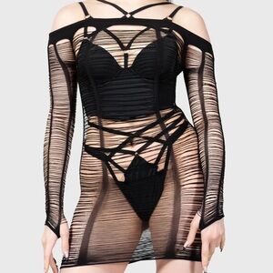 Killstar Goth Black Mesh Net Dress UNISEX OS NWT